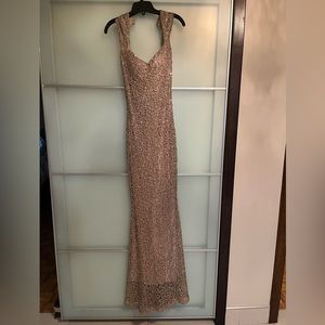 Long rose gold dress never worn size 2